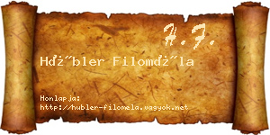 Hübler Filoméla névjegykártya